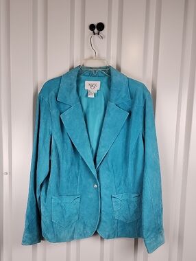 Cervelle Women’s Vintage Turquoise Suede Blazer Jacket Size 1X Lined Western
